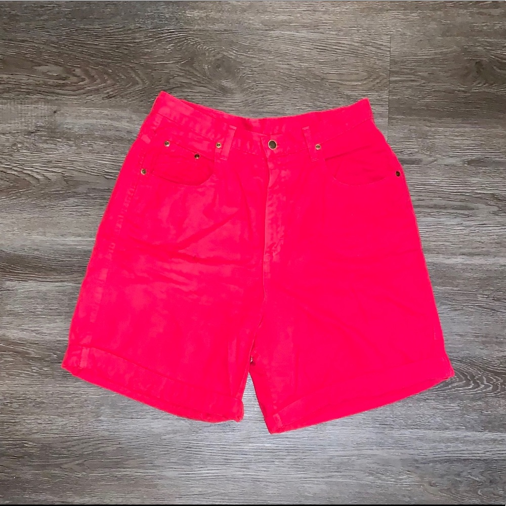 Red Zena High Waisted Shorts